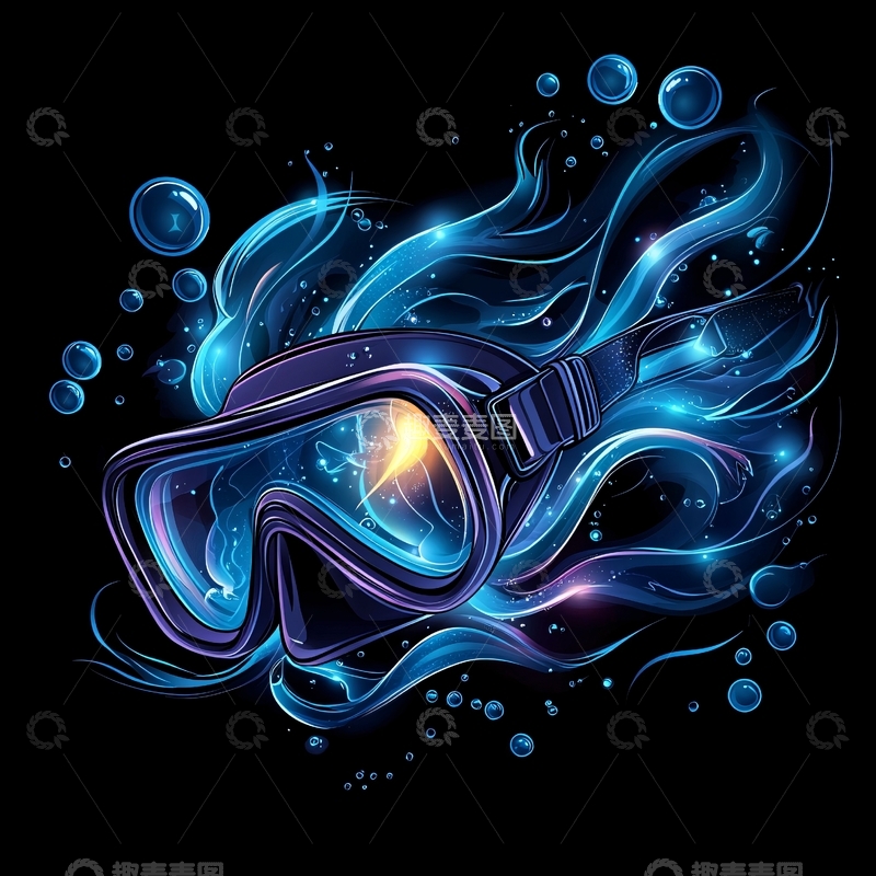 高清大图下载【趣麦麦图】潜水镜与蓝色光线