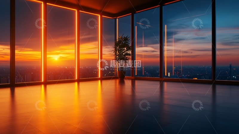 高清大图下载【趣麦麦图】室内日落景色