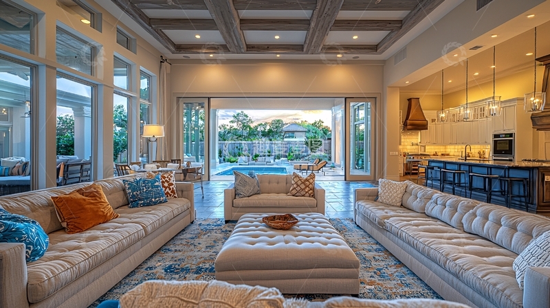 高清大图下载【趣麦麦图】豪华客厅带泳池露台