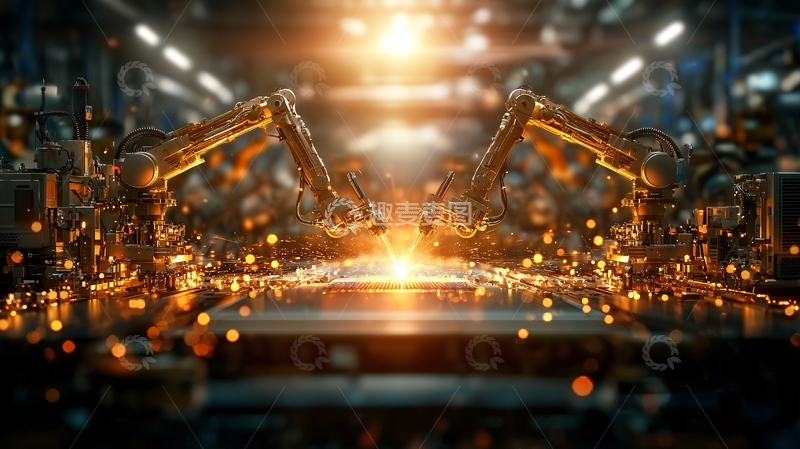 高清大图下载【趣麦麦图】工业机器人焊接场景
