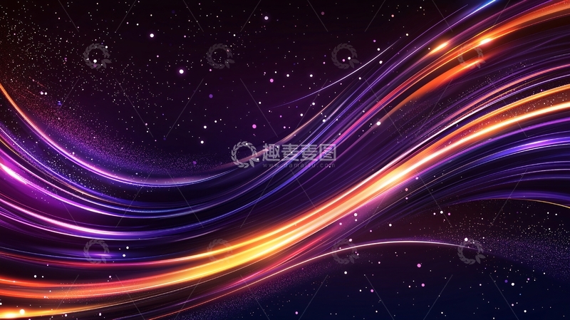 高清大图下载【趣麦麦图】星空下的彩色光线流动
