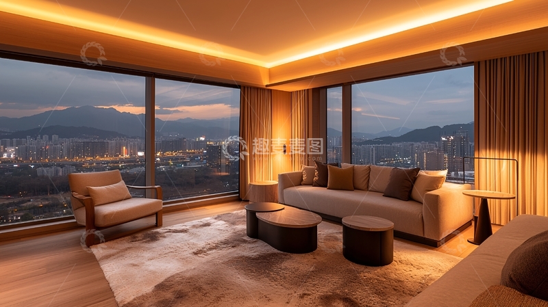 高清大图下载【趣麦麦图】现代风格客厅带落地窗