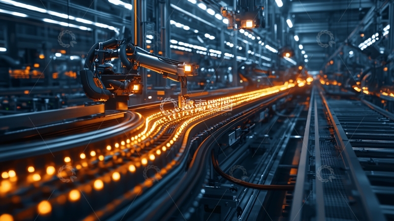 高清大图下载【趣麦麦图】工业生产线发光轨迹