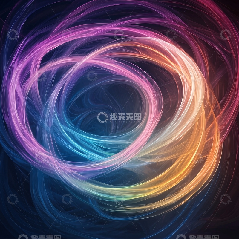 高清大图下载【趣麦麦图】彩色光圈缠绕的抽象图