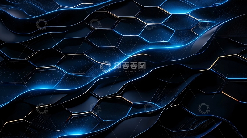 高清大图下载【趣麦麦图】科技感蜂窝状蓝色光线