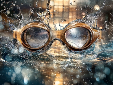 水中的复古泳镜特写