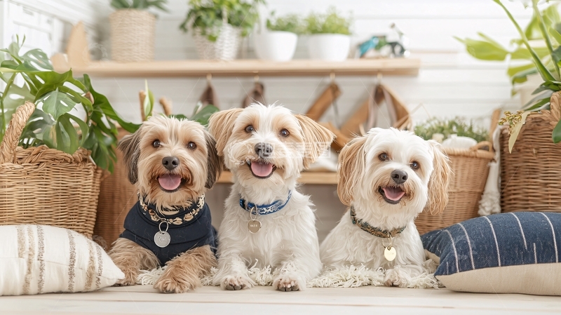 高清大图下载【趣麦麦图】三只快乐的狗狗