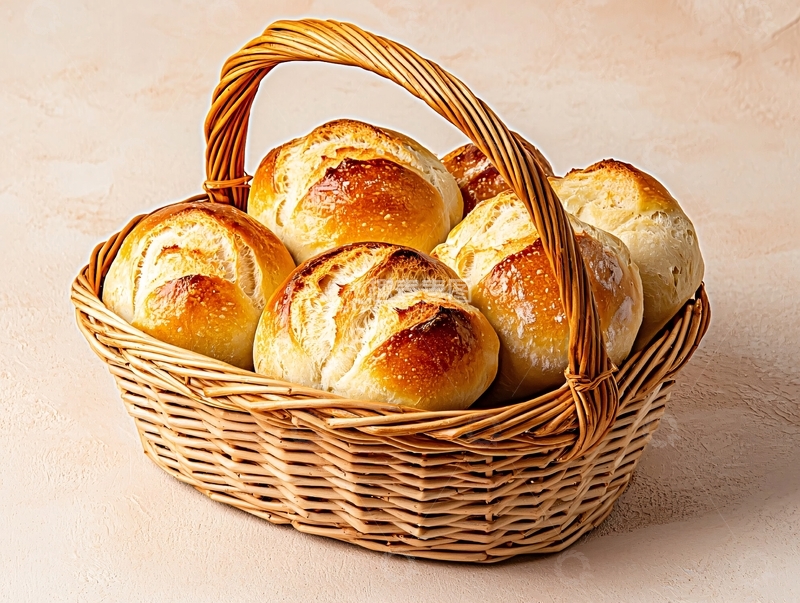 高清大图下载【趣麦麦图】一篮子金黄色面包