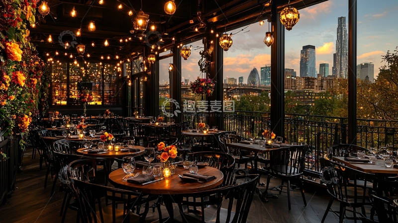 高清大图下载【趣麦麦图】精致餐厅夜景