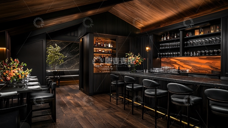 高清大图下载【趣麦麦图】昏暗光线下奢华酒吧场景