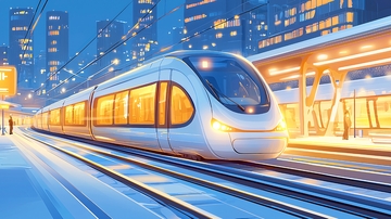 现代高速列车停靠在车站