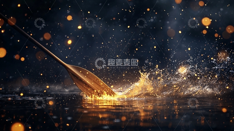 高清大图下载【趣麦麦图】船桨划破星空水面