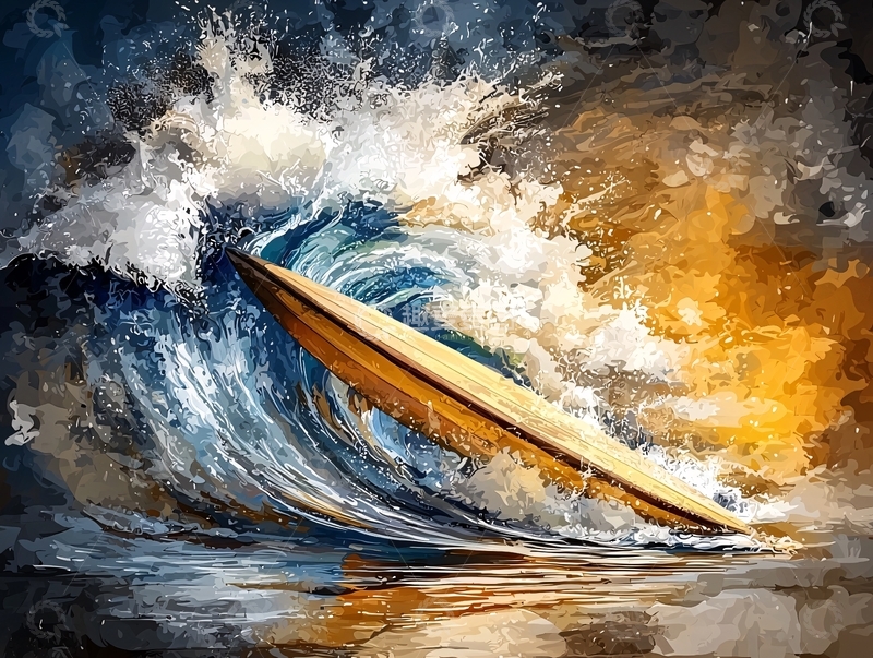 高清大图下载【趣麦麦图】狂风巨浪中的小船