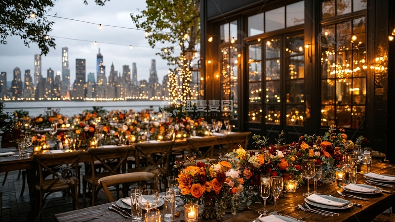 高清大图下载【趣麦麦图】城市夜景浪漫餐桌