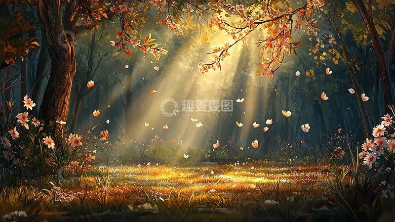 高清大图下载【趣麦麦图】森林光线穿透
