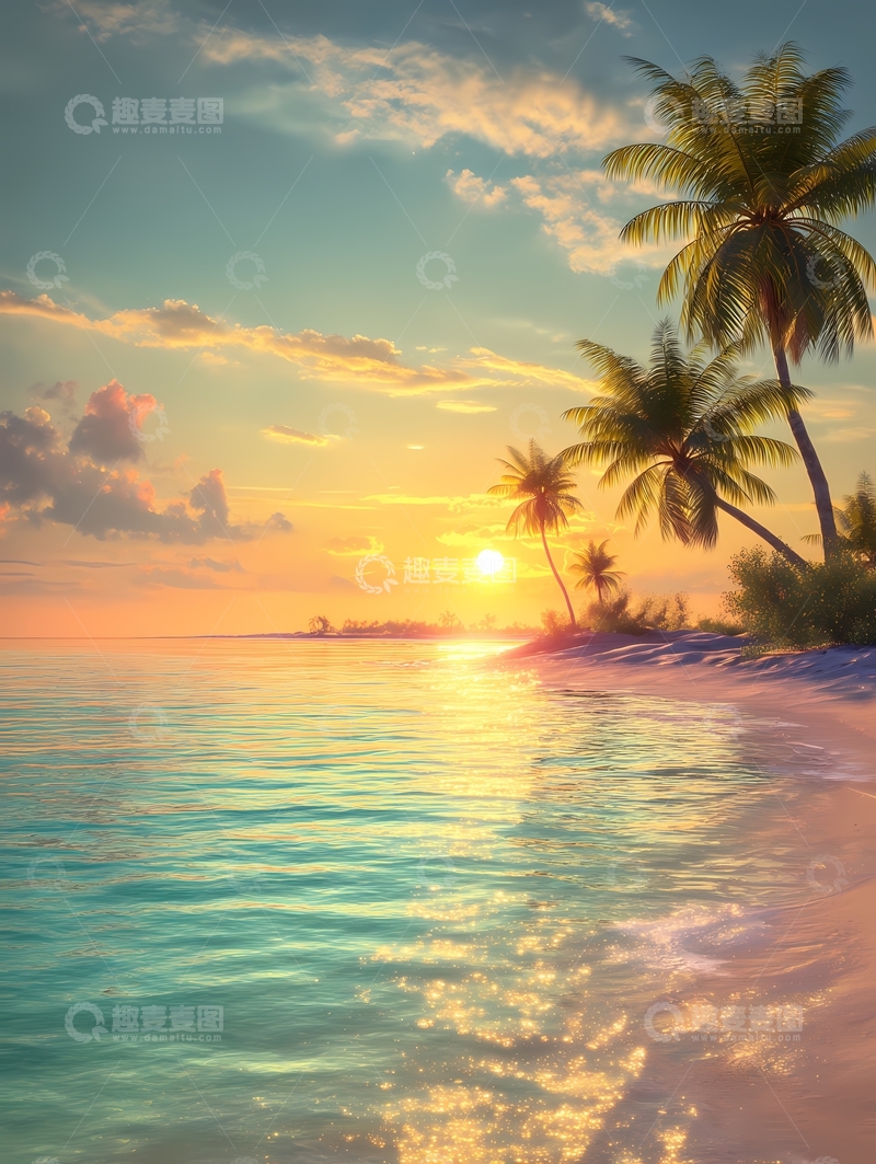 高清大图下载【趣麦麦图】海边夕阳朝阳日出18