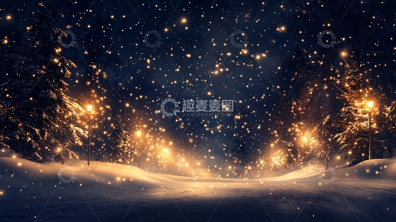高清大图下载【趣麦麦图】星空雪夜光芒