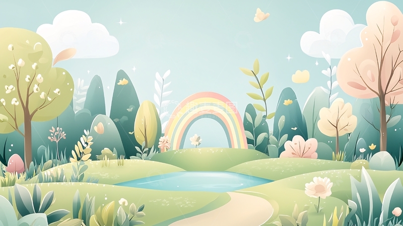 高清大图下载【趣麦麦图】梦幻卡通田园风光