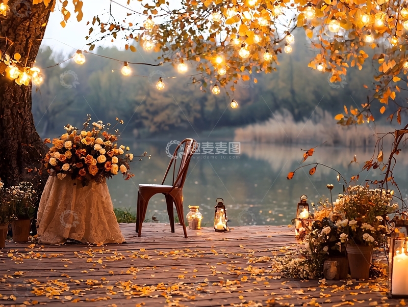 高清大图下载【趣麦麦图】秋日湖畔浪漫场景