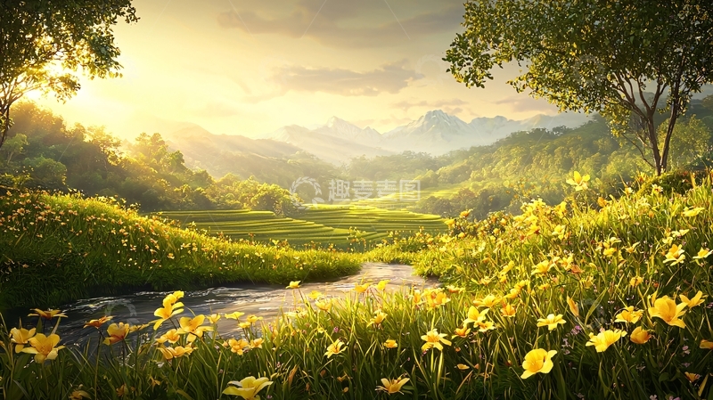 高清大图下载【趣麦麦图】阳光明媚的田园风光
