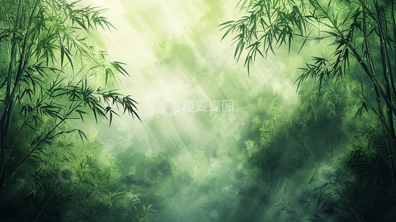 高清大图下载【趣麦麦图】光线穿透竹林的意境