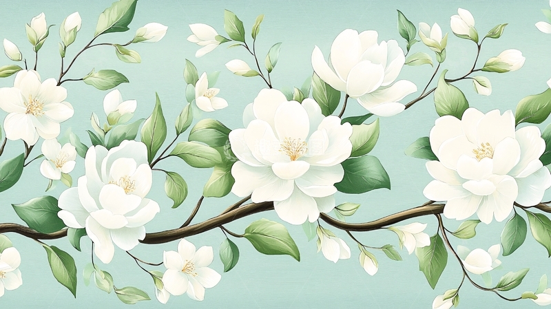 高清大图下载【趣麦麦图】清新的白色花卉植物背景