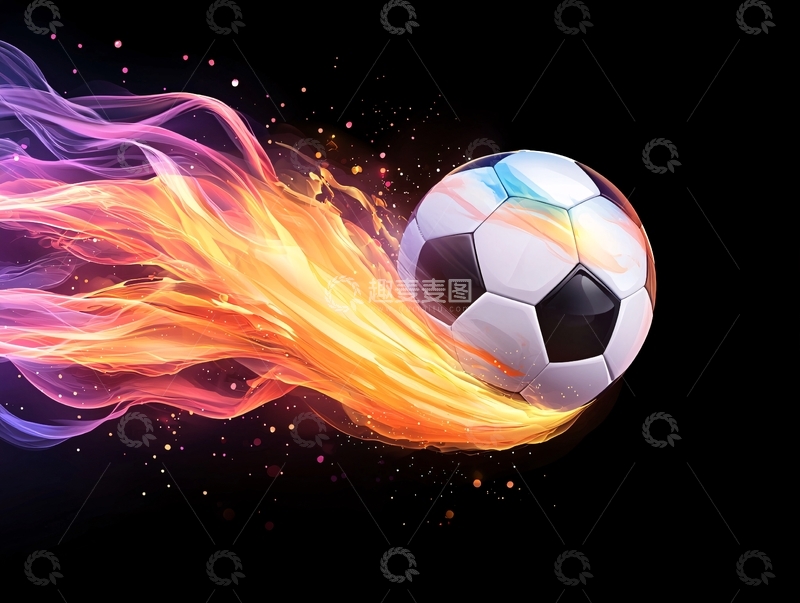 高清大图下载【趣麦麦图】火焰足球划过夜空