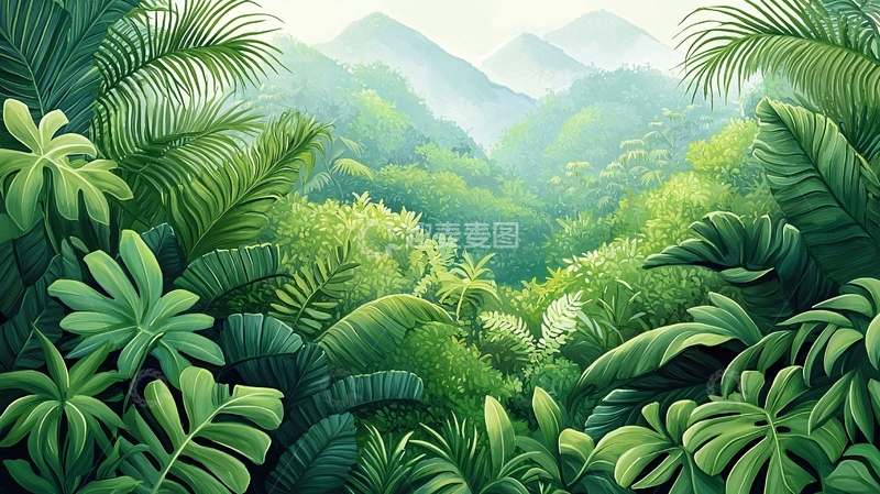 高清大图下载【趣麦麦图】茂密的热带雨林山景