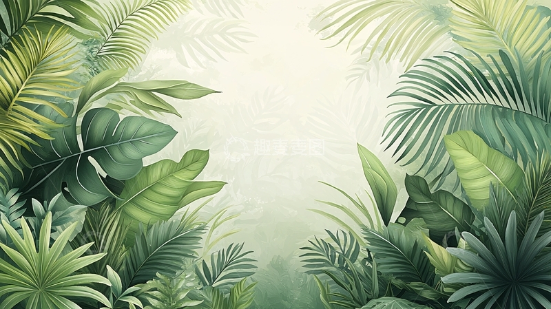 高清大图下载【趣麦麦图】热带植物环绕的背景
