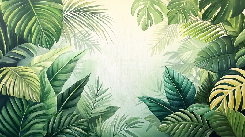 高清大图下载【趣麦麦图】热带植物环绕光晕