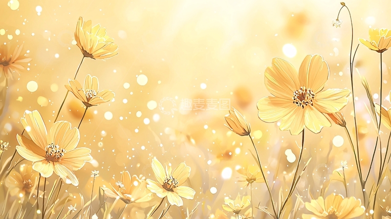 高清大图下载【趣麦麦图】金色花卉柔和光线