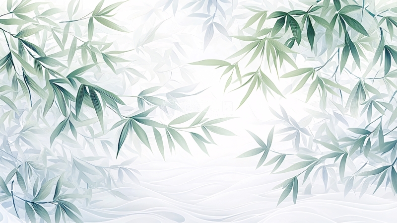 高清大图下载【趣麦麦图】水墨风竹叶高清图片