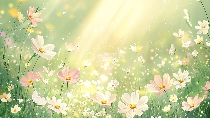 高清大图下载【趣麦麦图】清新淡雅的花田阳光