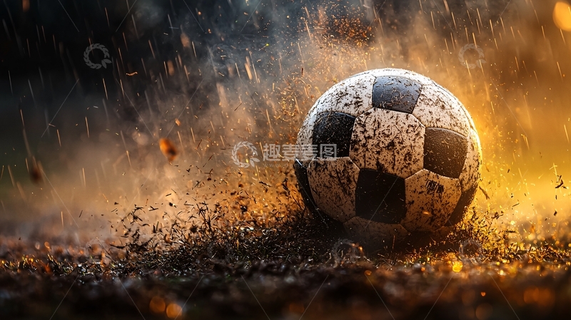 高清大图下载【趣麦麦图】足球在尘土中飞扬
