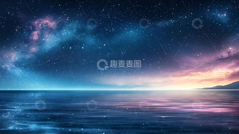 高清大图下载【趣麦麦图】梦幻星空海面