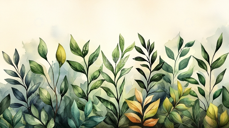 清新水彩叶子背景