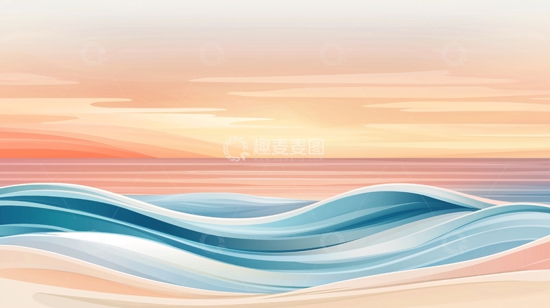 高清大图下载【趣麦麦图】渐变天空海浪抽象背景