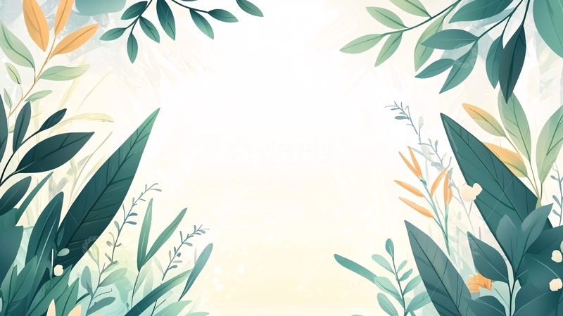 高清大图下载【趣麦麦图】植物叶子框架背景