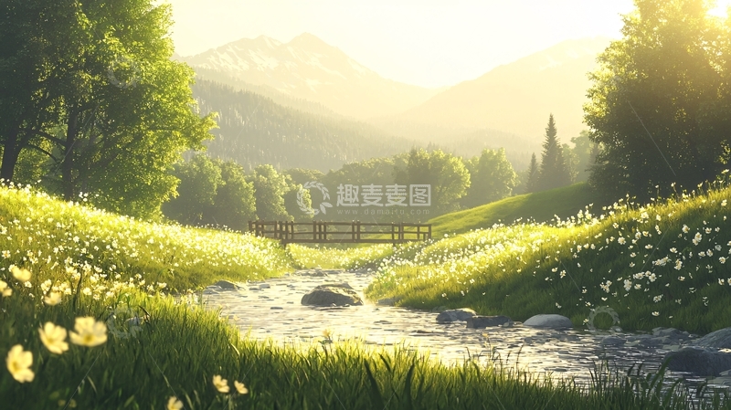 高清大图下载【趣麦麦图】阳光下的绿色田野