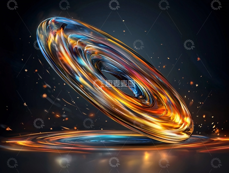 高清大图下载【趣麦麦图】炫彩光环旋转抽象体