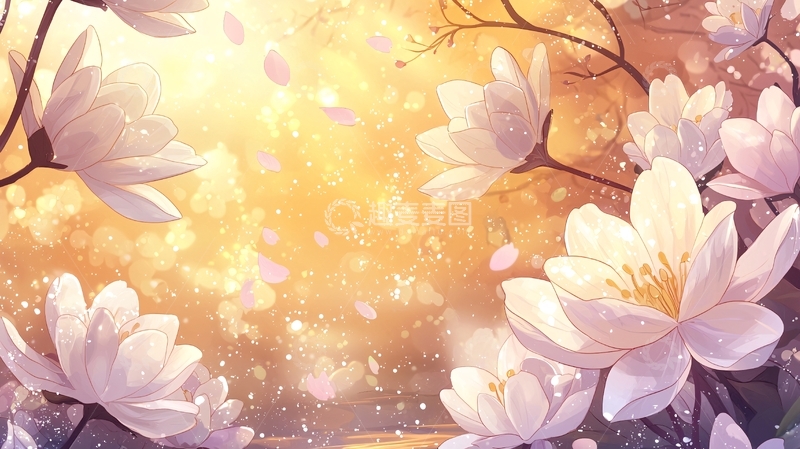 高清大图下载【趣麦麦图】梦幻光晕下的白色花朵