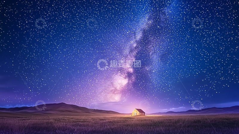 高清大图下载【趣麦麦图】夜空下的银河美景