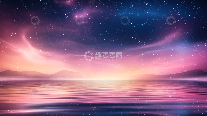 高清大图下载【趣麦麦图】梦幻星空水面唯美意境