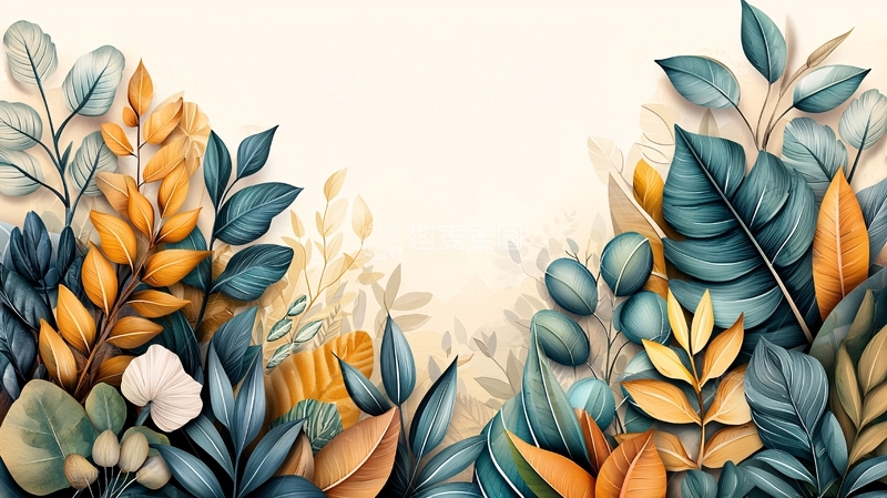 高清大图下载【趣麦麦图】水彩植物花卉背景