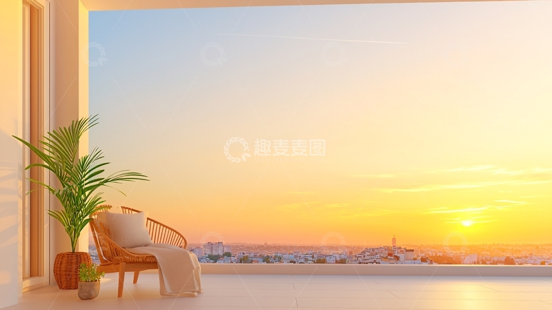 高清大图下载【趣麦麦图】朝阳透过窗户的房间