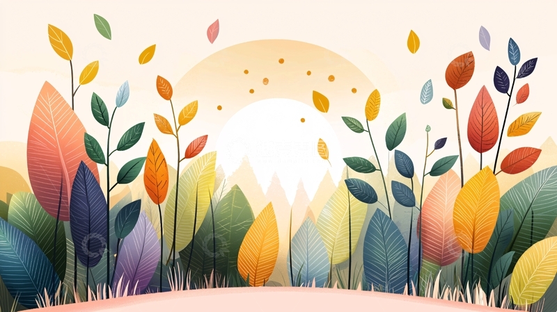 高清大图下载【趣麦麦图】彩色抽象植物背景