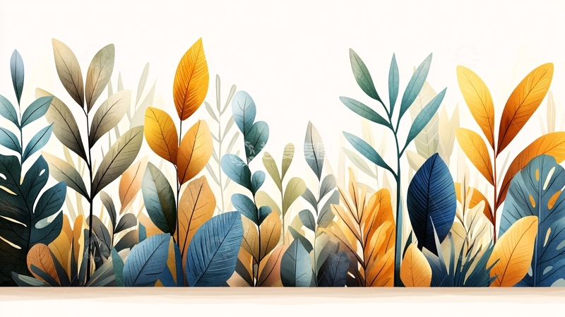 高清大图下载【趣麦麦图】彩色水彩风植物背景