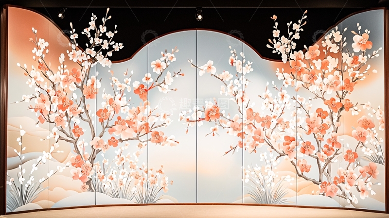 高清大图下载【趣麦麦图】盛开的杏花山水背景