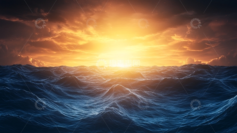 高清大图下载【趣麦麦图】海面日出高清图片