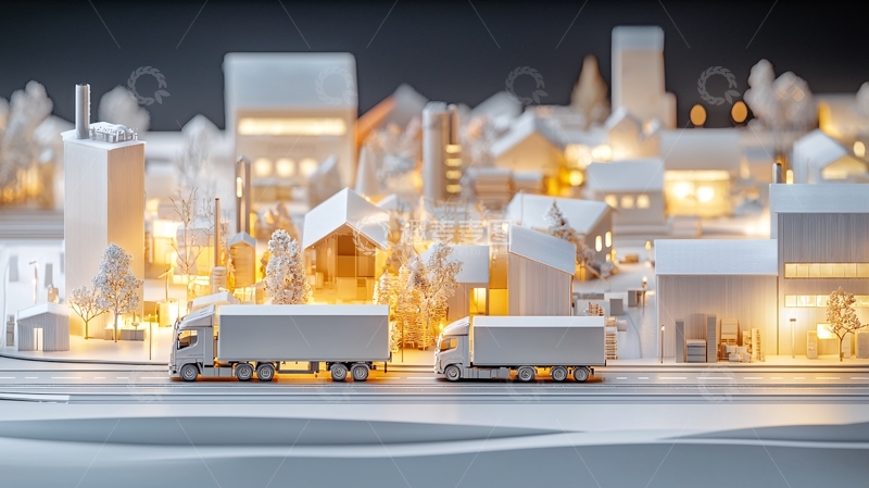 高清大图下载【趣麦麦图】白色微缩城市夜景